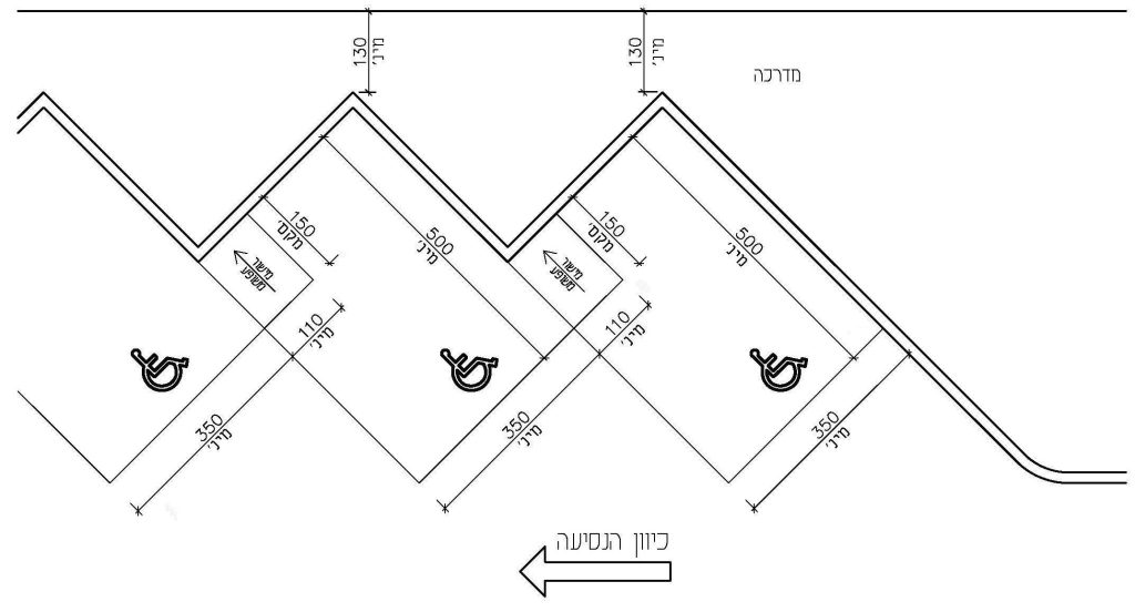 17ג – מקום חניה נגיש לרכב רגיל באלכסון לכיוון הנסיעה